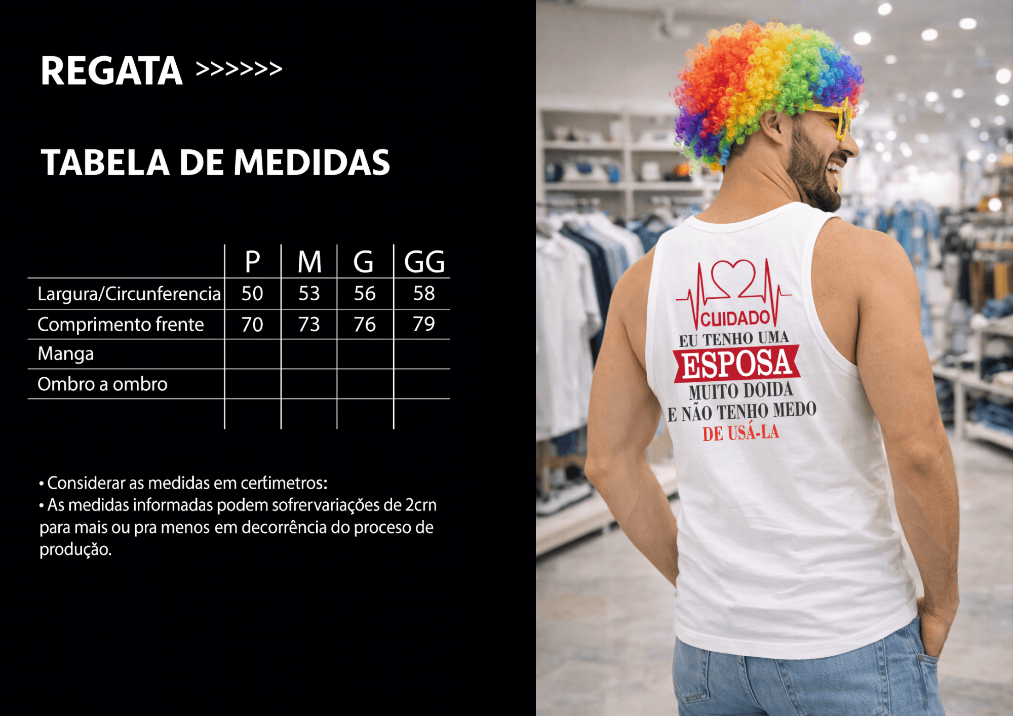 Camiseta Regata Masculina - “Tenho Uma Esposa Muito Doida” | Carnaval | Conforto Premium