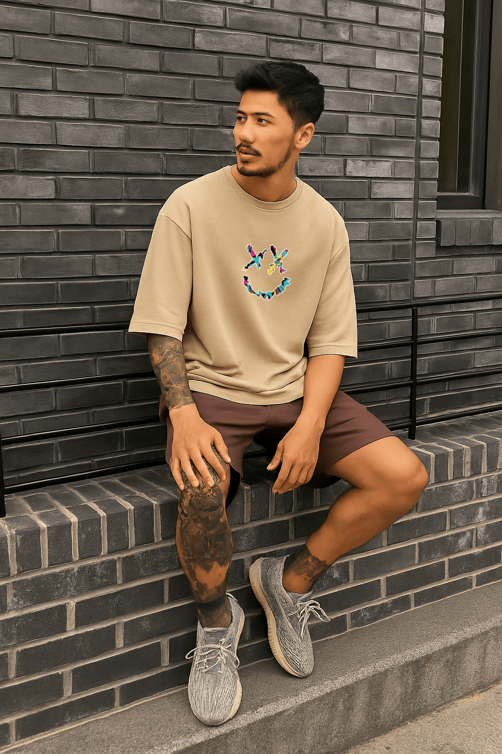 Camiseta Oversized Masculina | Estampa - Smiley