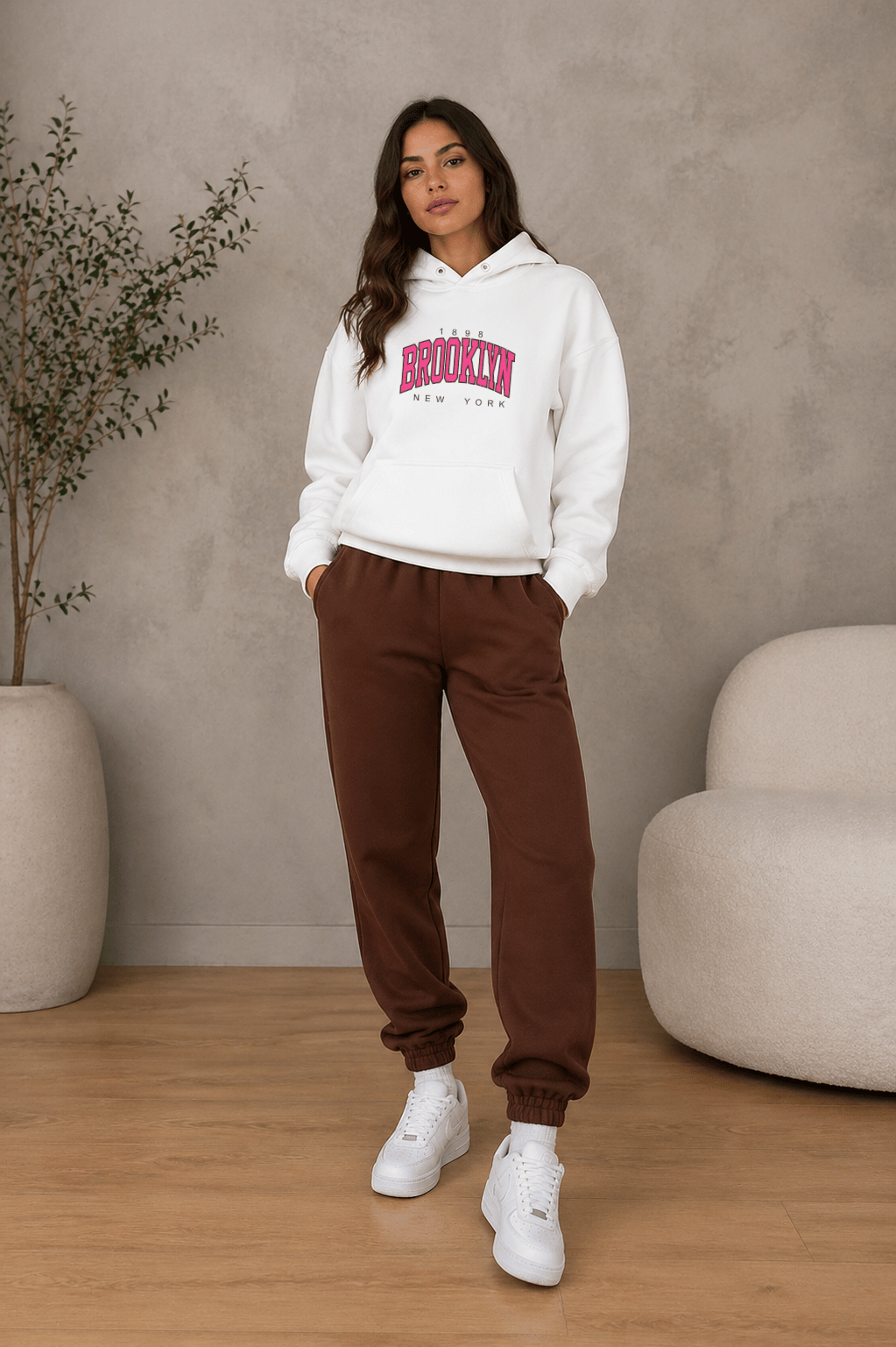 Moletom Feminino Canguru - Estampa Versátil  Brooklyn Rosa