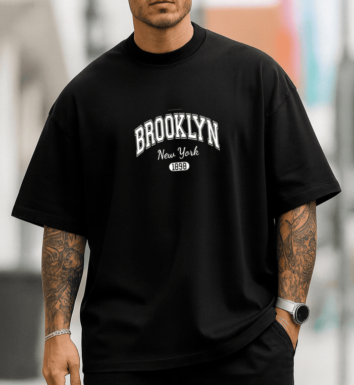 Camiseta Oversized Masculina | Estampa - Brooklyn Nova York