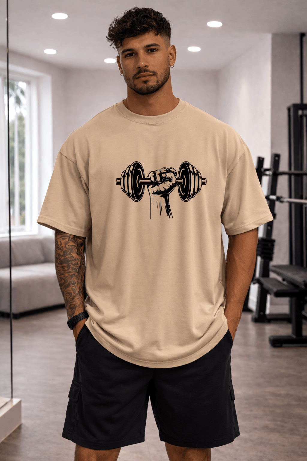 Camiseta Oversized Masculina | Estampa - Halteres