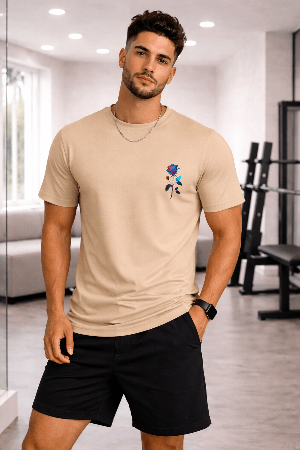 Camiseta Masculina Premium Manga Curta Tradicional - Rose Blue