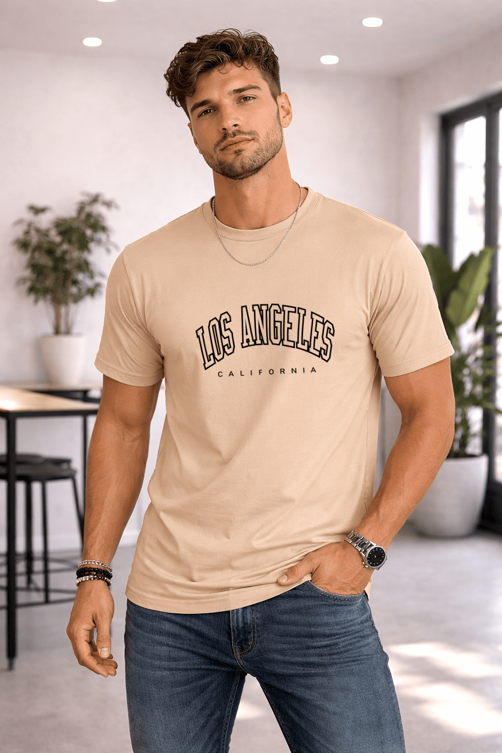 Camiseta Masculina Premium Manga Curta Tradicional  - Los Angeles California