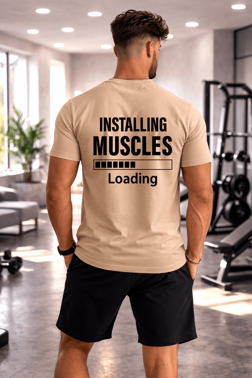 Camiseta Tradicional Manga Curta Masculina Installing Muscles Loading