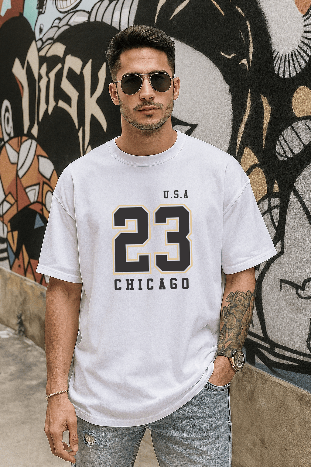 Camiseta Oversized Masculina -  U.S.A 23 Chicago