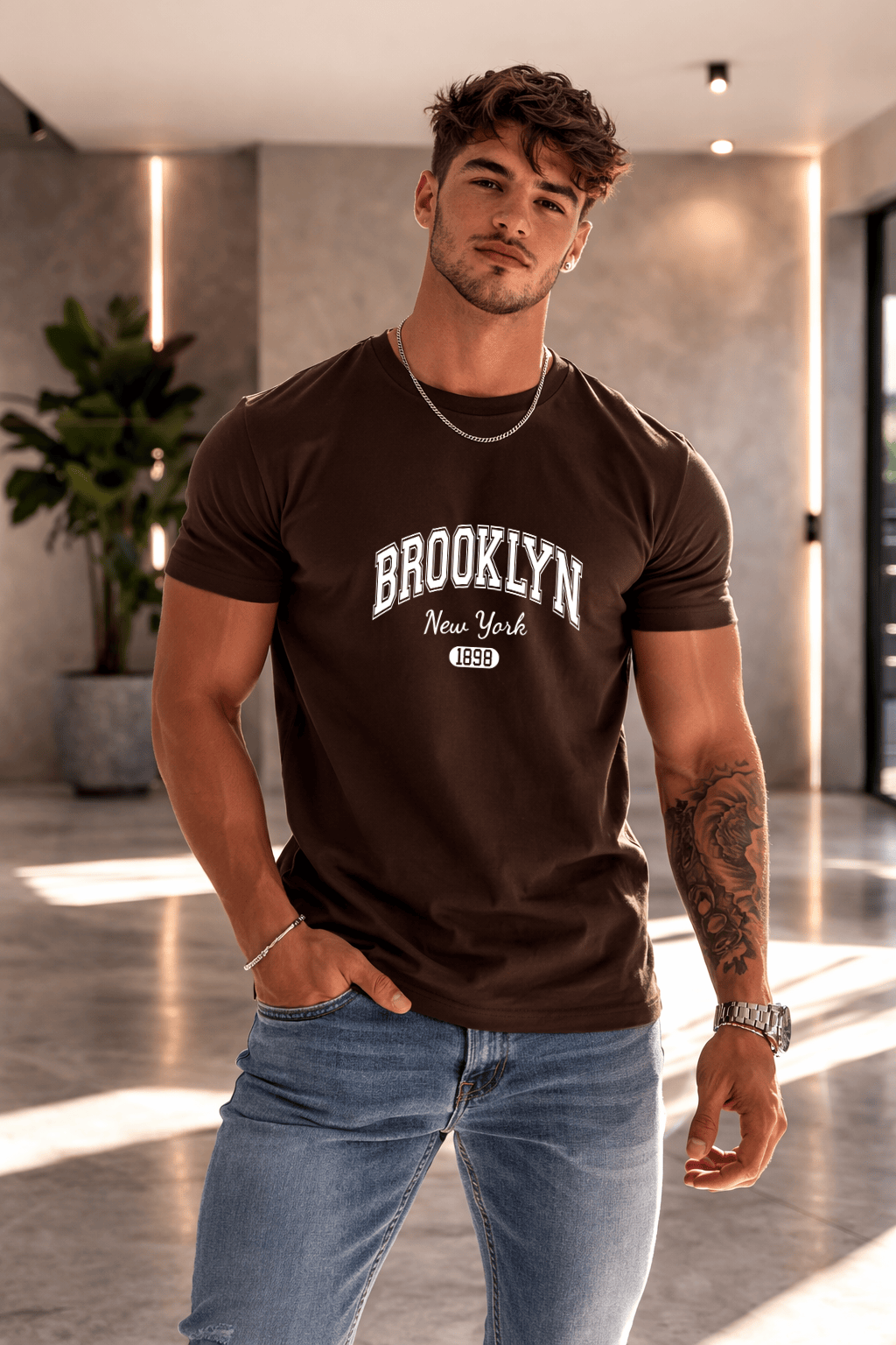 Camiseta Masculina Premium Manga Curta Tradicional | Estampa - Brooklyn New York