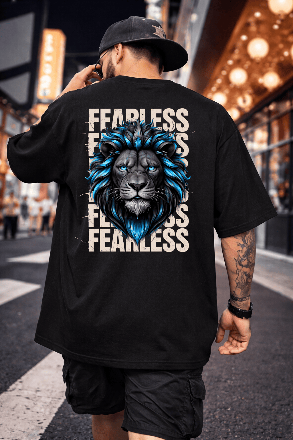 Lançamento | Camiseta Oversized Masculina Fearless Lion | Premium | Streetwear Casual