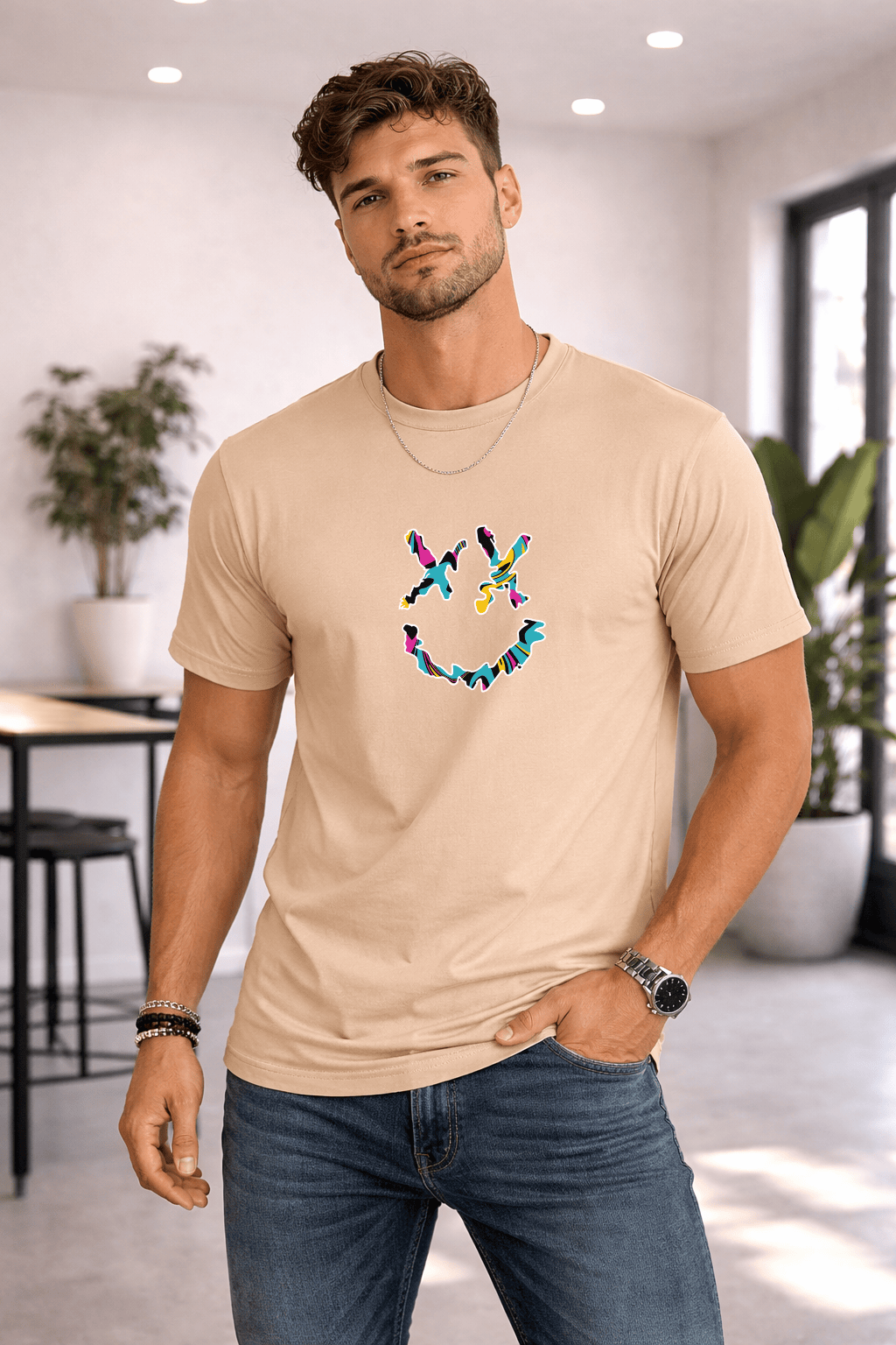 Camiseta Masculina Premium Manga Curta Tradicional  - Smiley