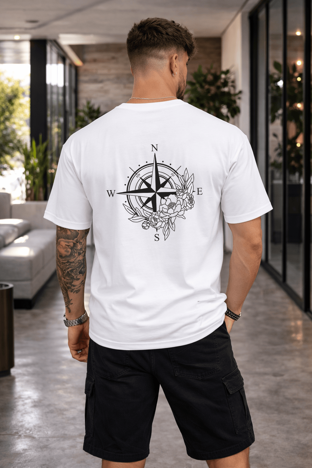 Camiseta Oversized Masculina | Estampa - Rosa dos Ventos Power