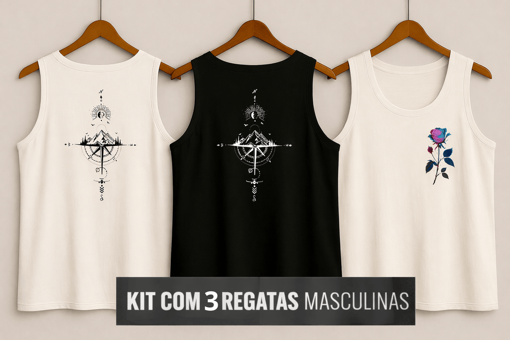 Kit com 3 Regatas Masculinas - Urban Essence