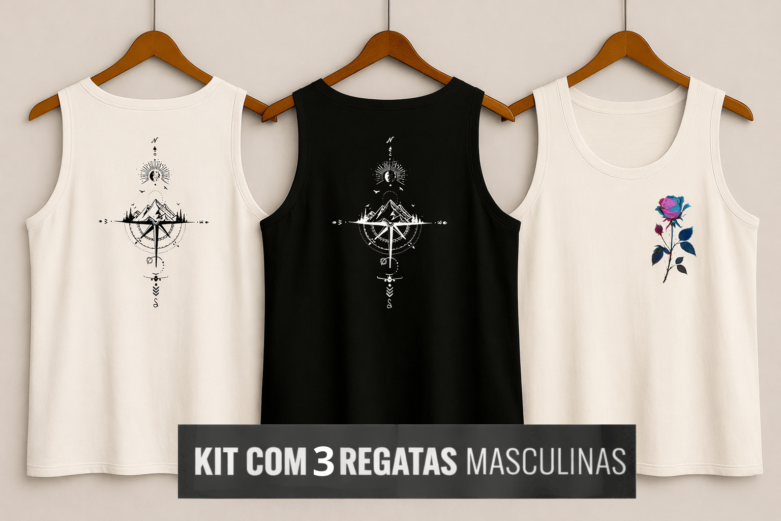 Kit com 3 Regatas Masculinas - Urban Essence