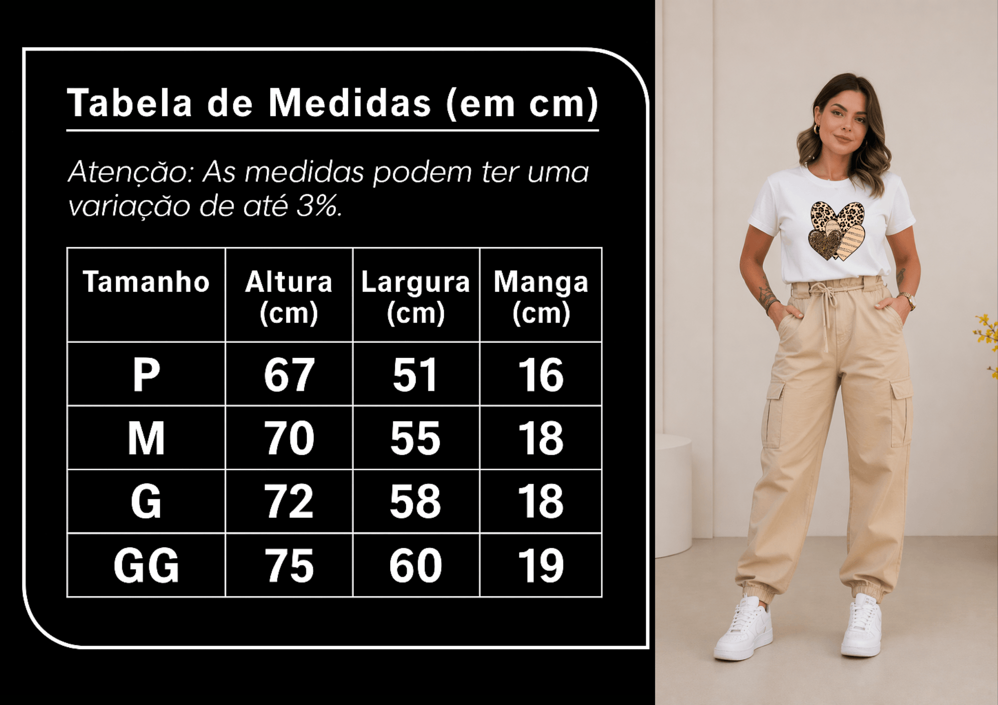 Kit 3 Camisetas Femininas Manga Curta - Love Essence Collectio
