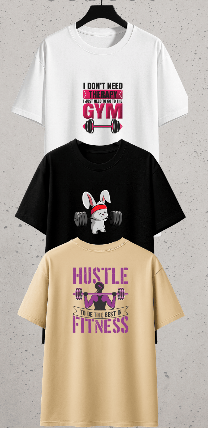 Camiseta Oversized Feminina -  As mais Vendidas - Estampas Treino