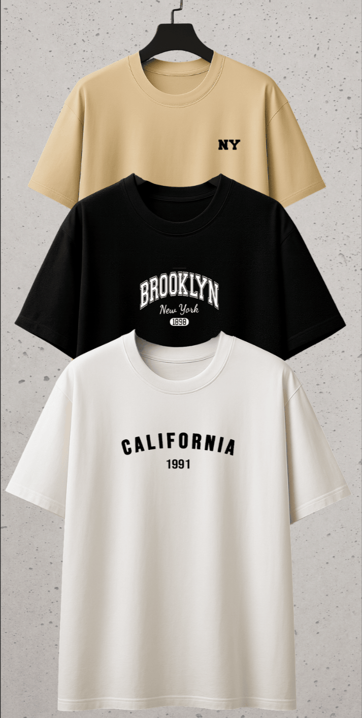 Camiseta Oversized Masculina - kit com 3 Camisetas - As mais Vendidas