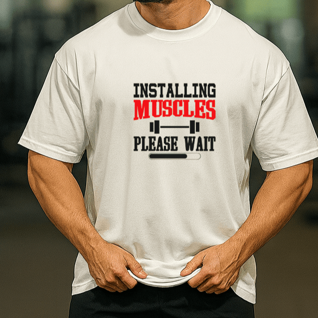 Camiseta Oversized Masculina | Estampa - Installing Muscles vermelho