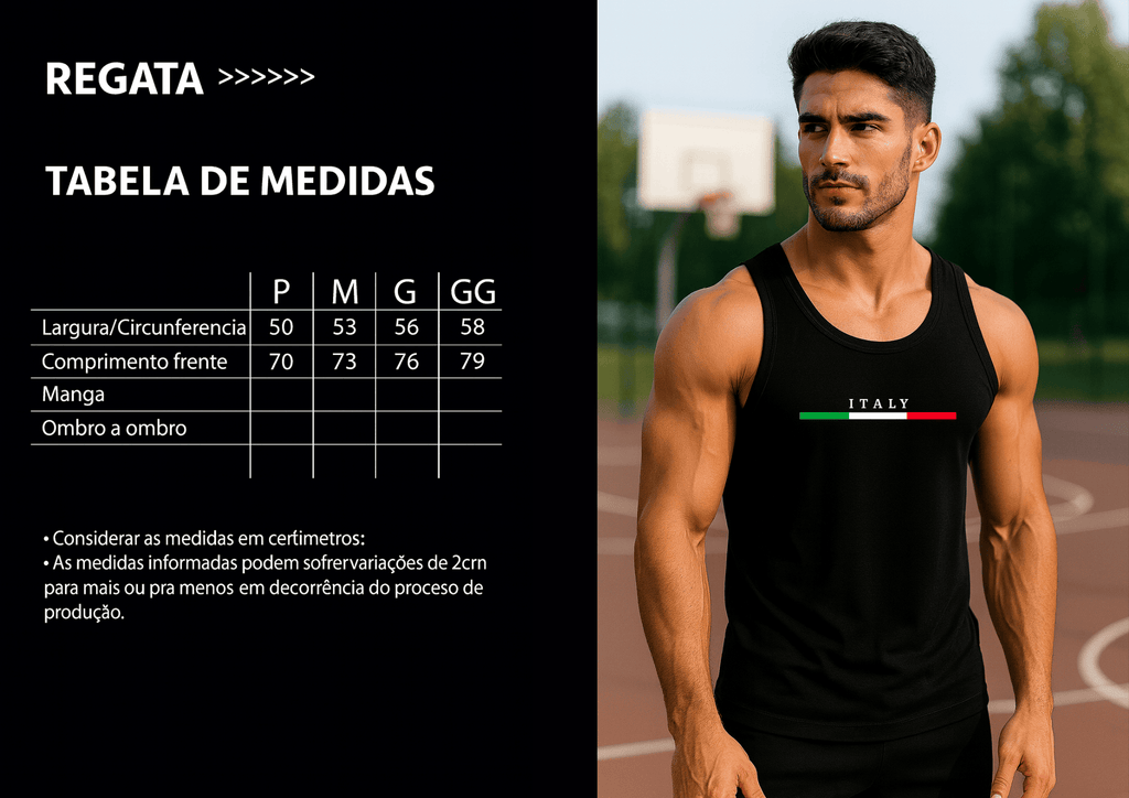 Camiseta Regata Masculina - Italy | Streetwear Casual