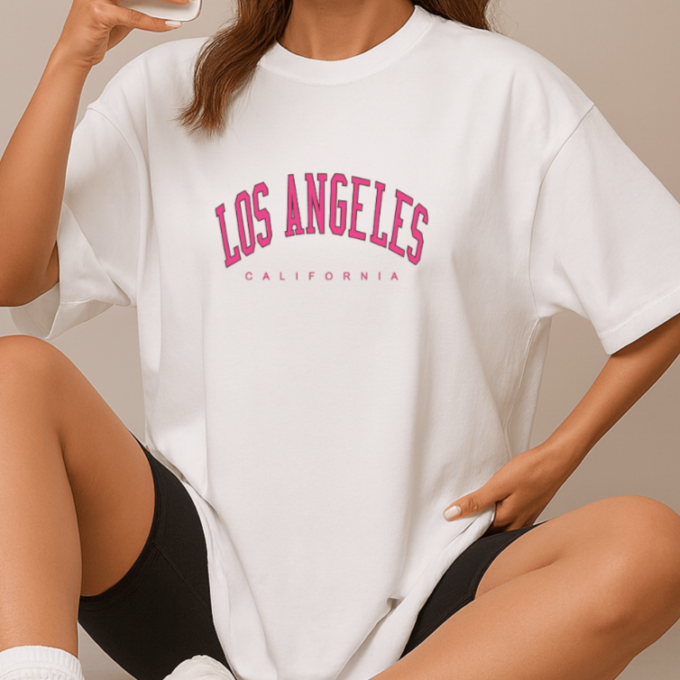 Camiseta Oversized Feminina | Estampa - Los Angeles California