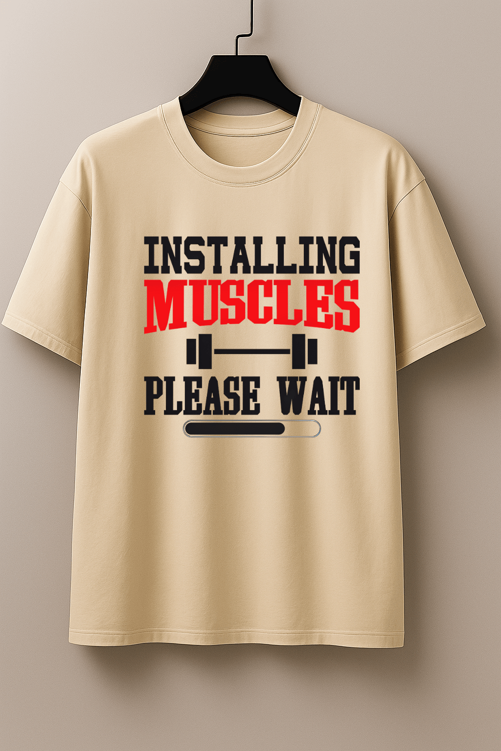 Camiseta Masculina Premium Manga Curta Tradicional - Installing Muscles Please Wait