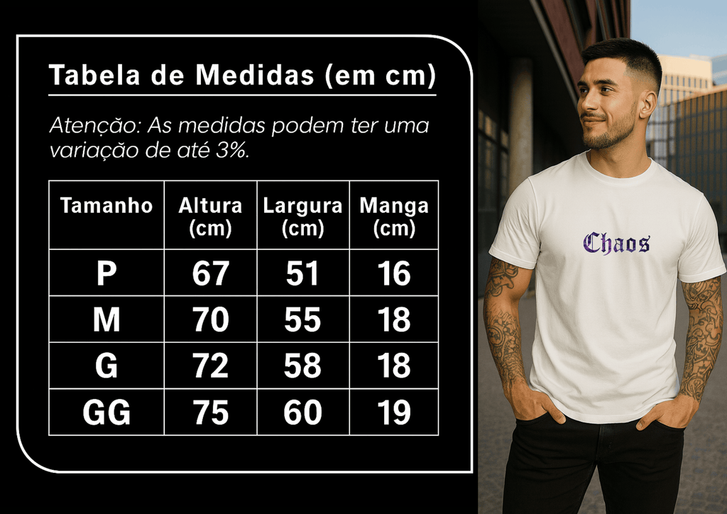 Camiseta Masculina Premium | Estampa - Chaos