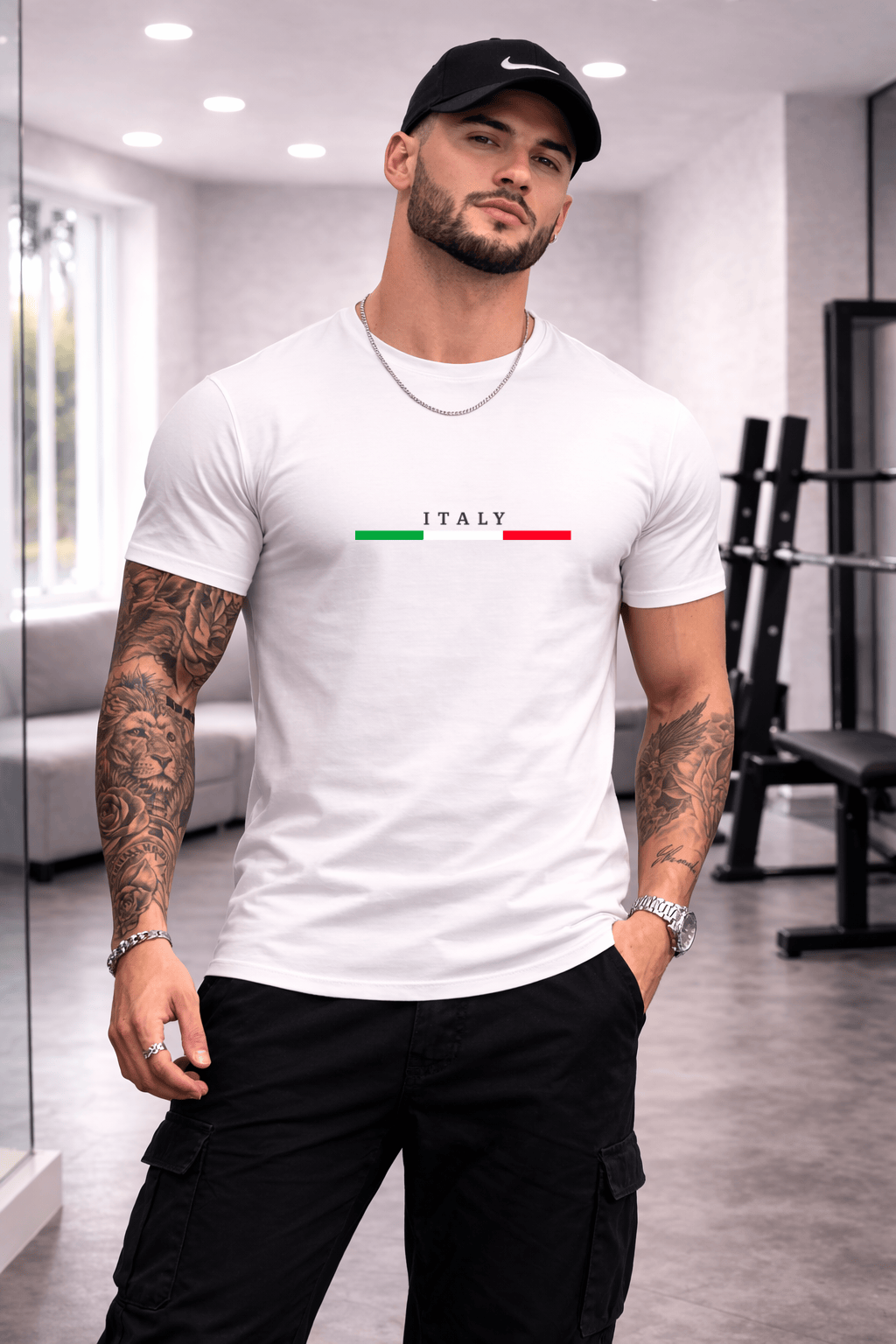 Camiseta Masculina Premium Manga Curta Tradicional  - Italy Algodão 100%