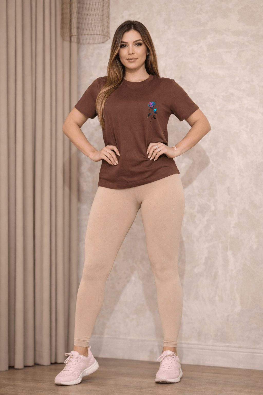 Camiseta Feminina Premium Manga Curta Tradicional  Rose Blue