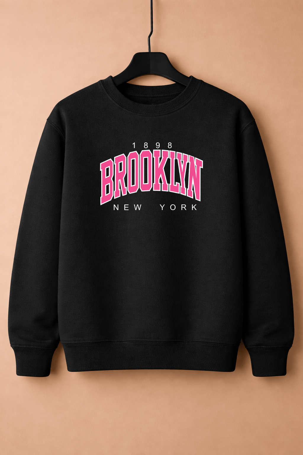 Moletom Feminino Careca - Brooklyn New York Estampa Rosa