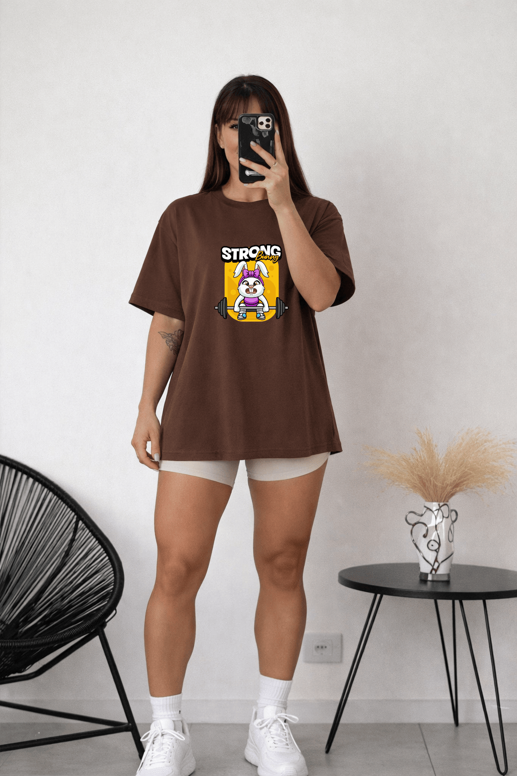 Camisetão Oversized  Feminina Power Strong Bunny | Premium | Estilo Street Fitness