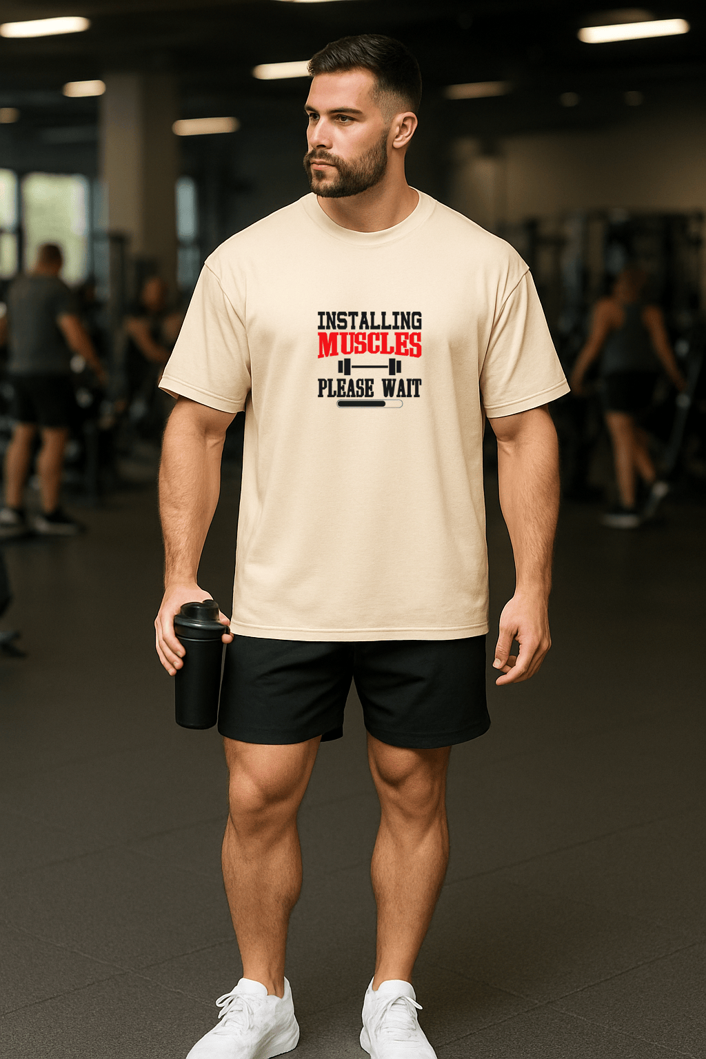 Camiseta Oversized Masculina | Estampa - Installing Muscles vermelho