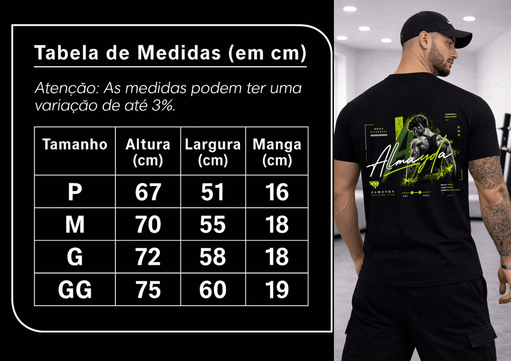 Camiseta Masculina Tradicional Manga Curta - Almayda Strong Mind
