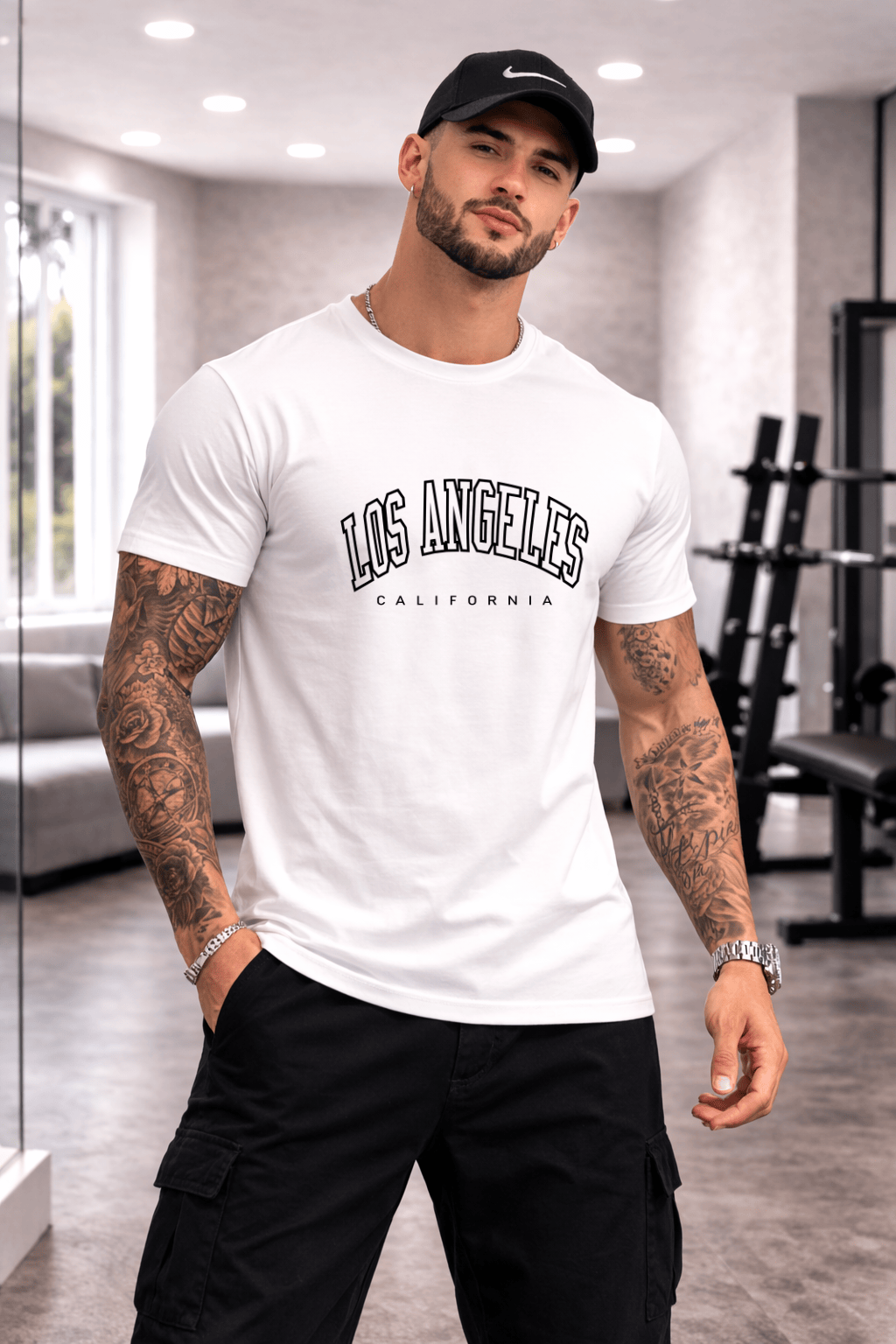 Camiseta Masculina Premium Manga Curta Tradicional  - Los Angeles California