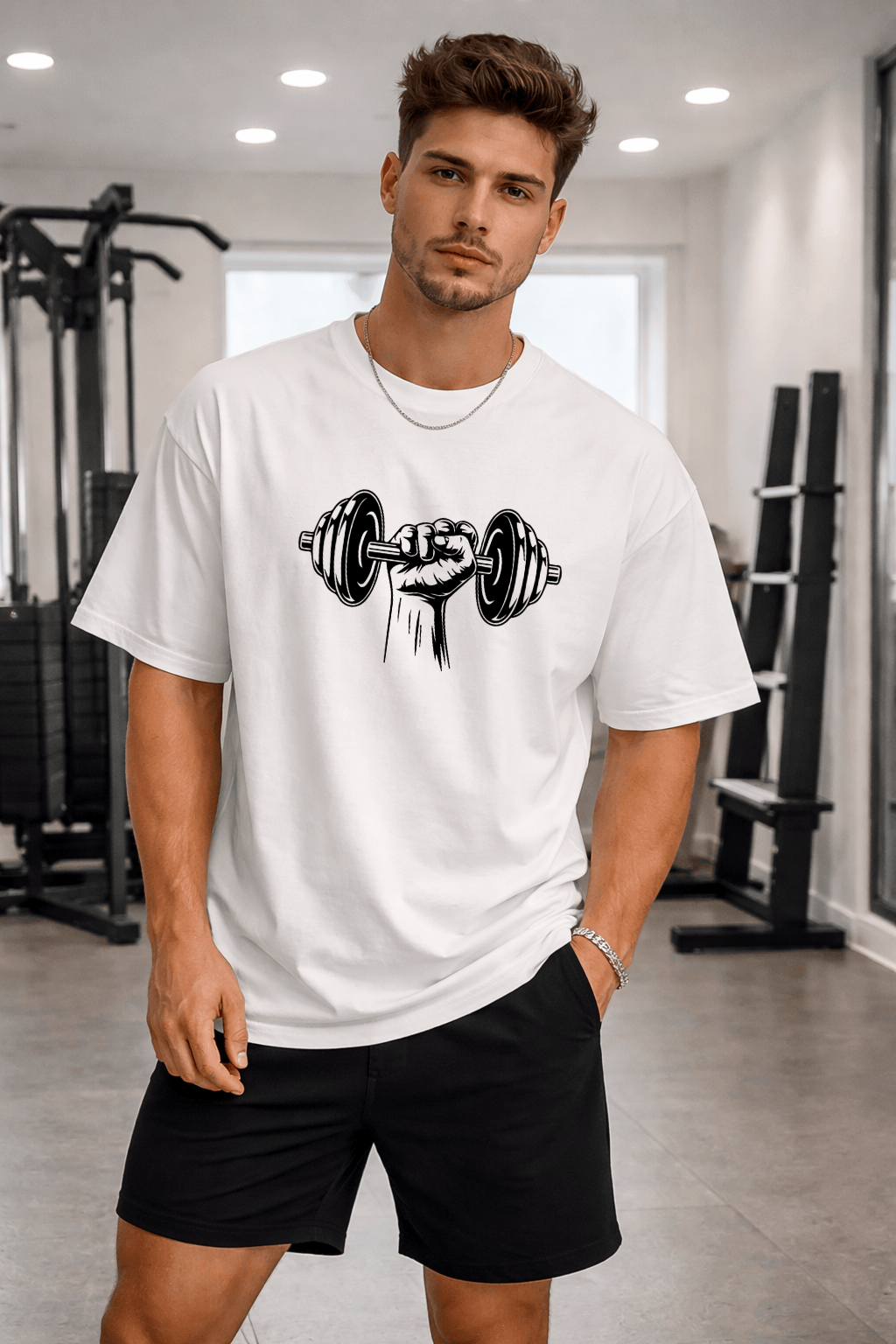 Camiseta Oversized Masculina | Estampa - Halteres