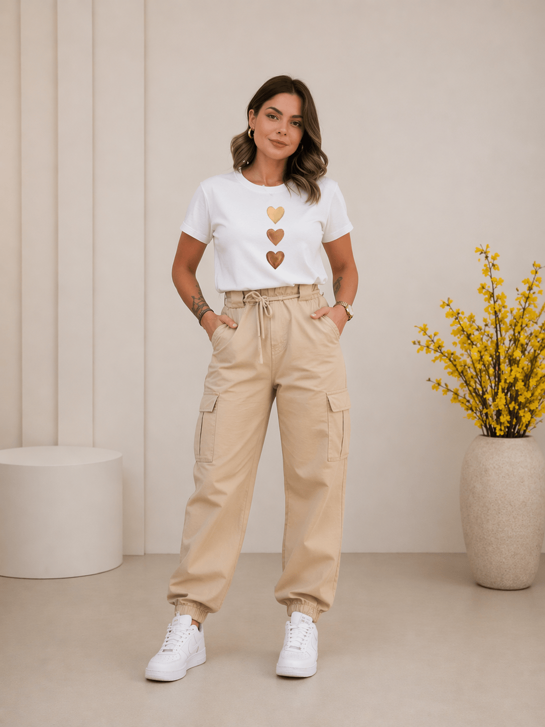 Camiseta Feminina Manga Curta - Golden Love Line