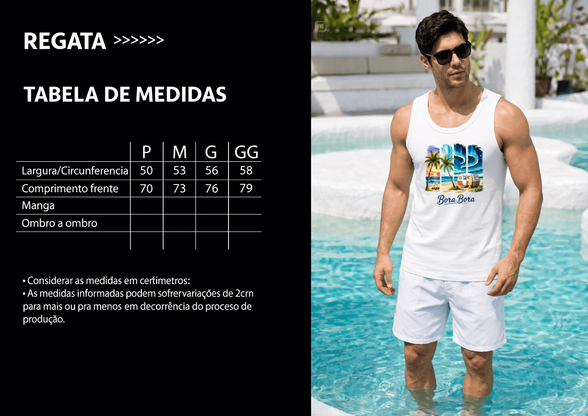 Camiseta Regata Masculina - Bora Bora Praia Filipinas