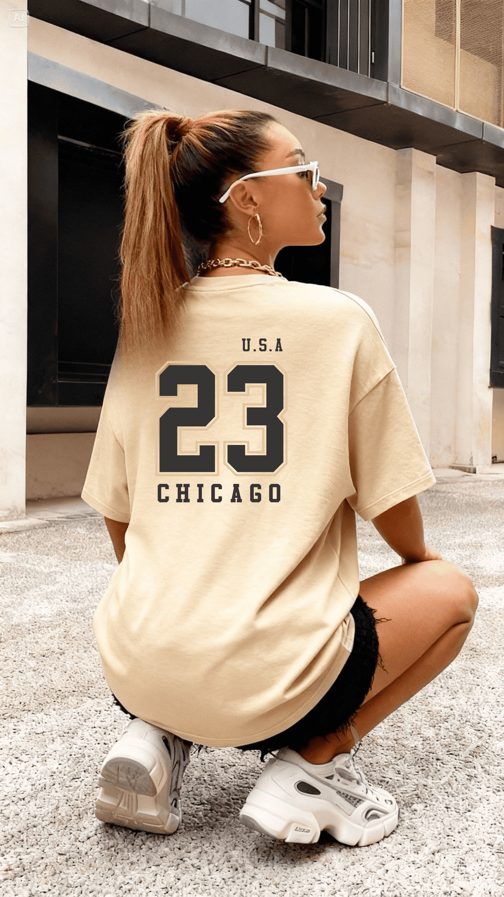 Camiseta Oversized Feminina -  U.S.A 23 Chicago | Estampa nas Costas