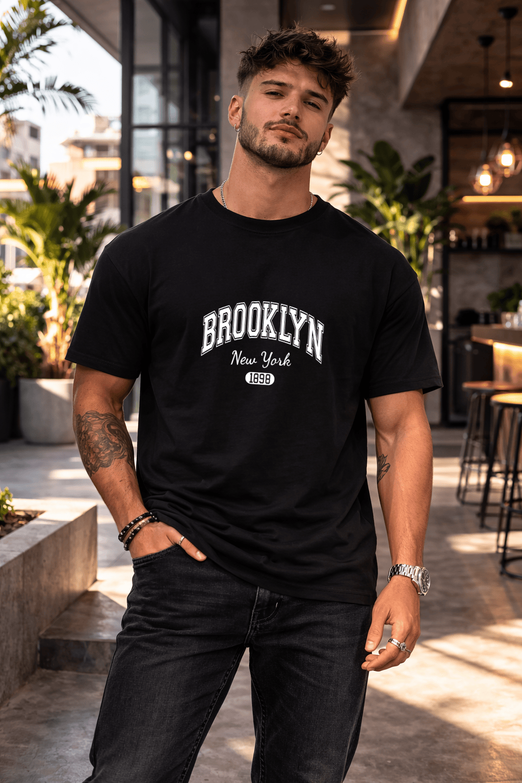 Camiseta Masculina Premium Manga Curta Tradicional | Estampa - Brooklyn New York