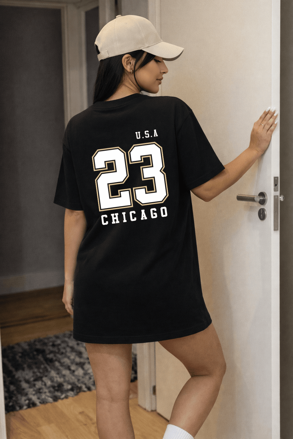 Camiseta Oversized (Camisetão) Feminina -  U.S.A 23 Chicago | Estampa nas Costas