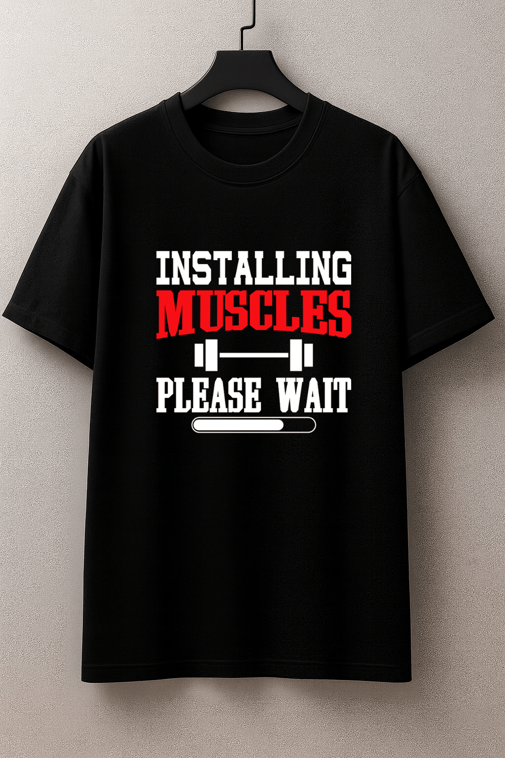 Camiseta Masculina Premium Manga Curta Tradicional - Installing Muscles Please Wait