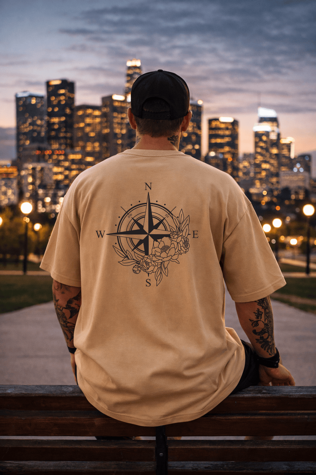 Camiseta Oversized Masculina | Estampa - Rosa dos Ventos