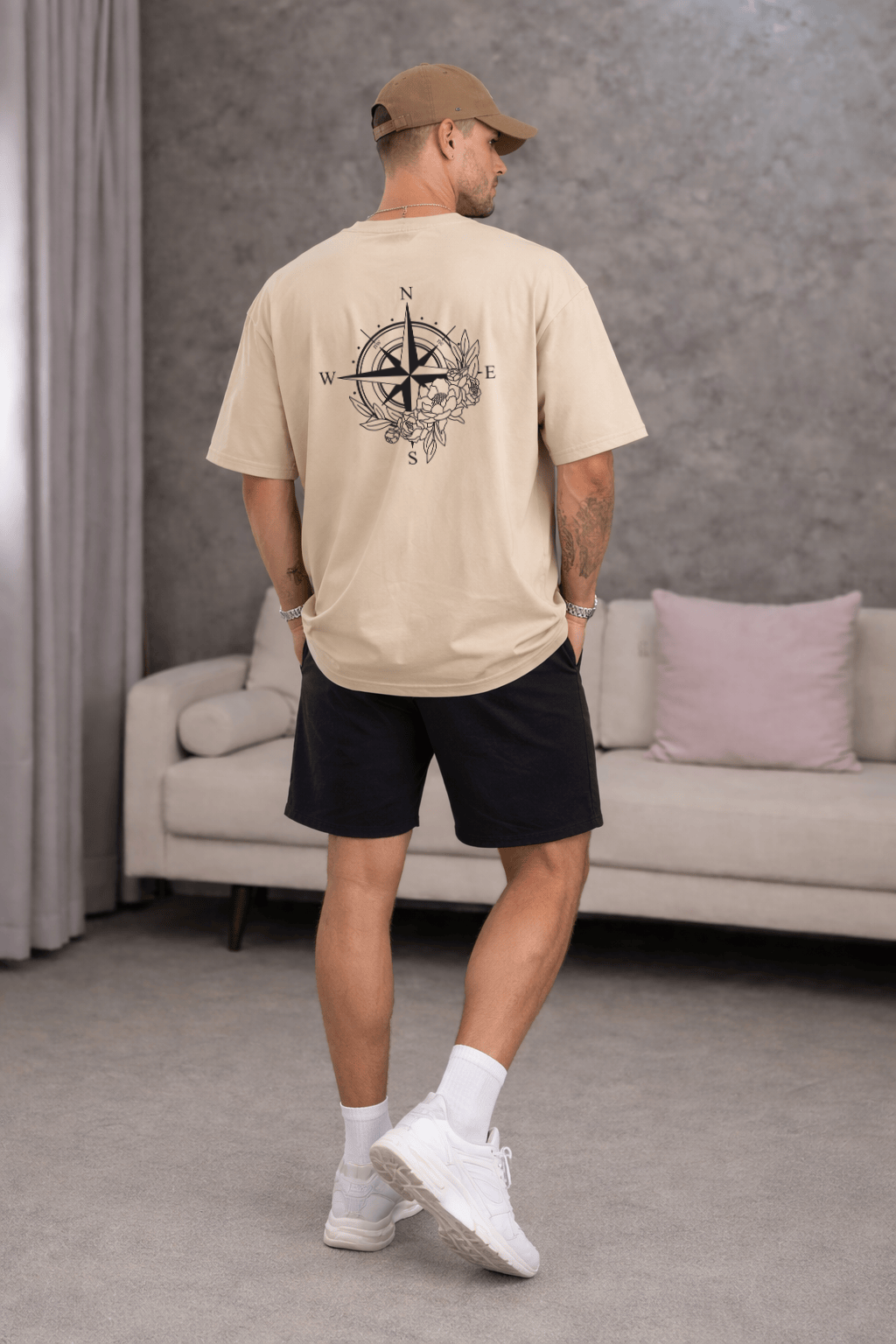 Camiseta Oversized Masculina | Estampa - Rosa dos Ventos Power