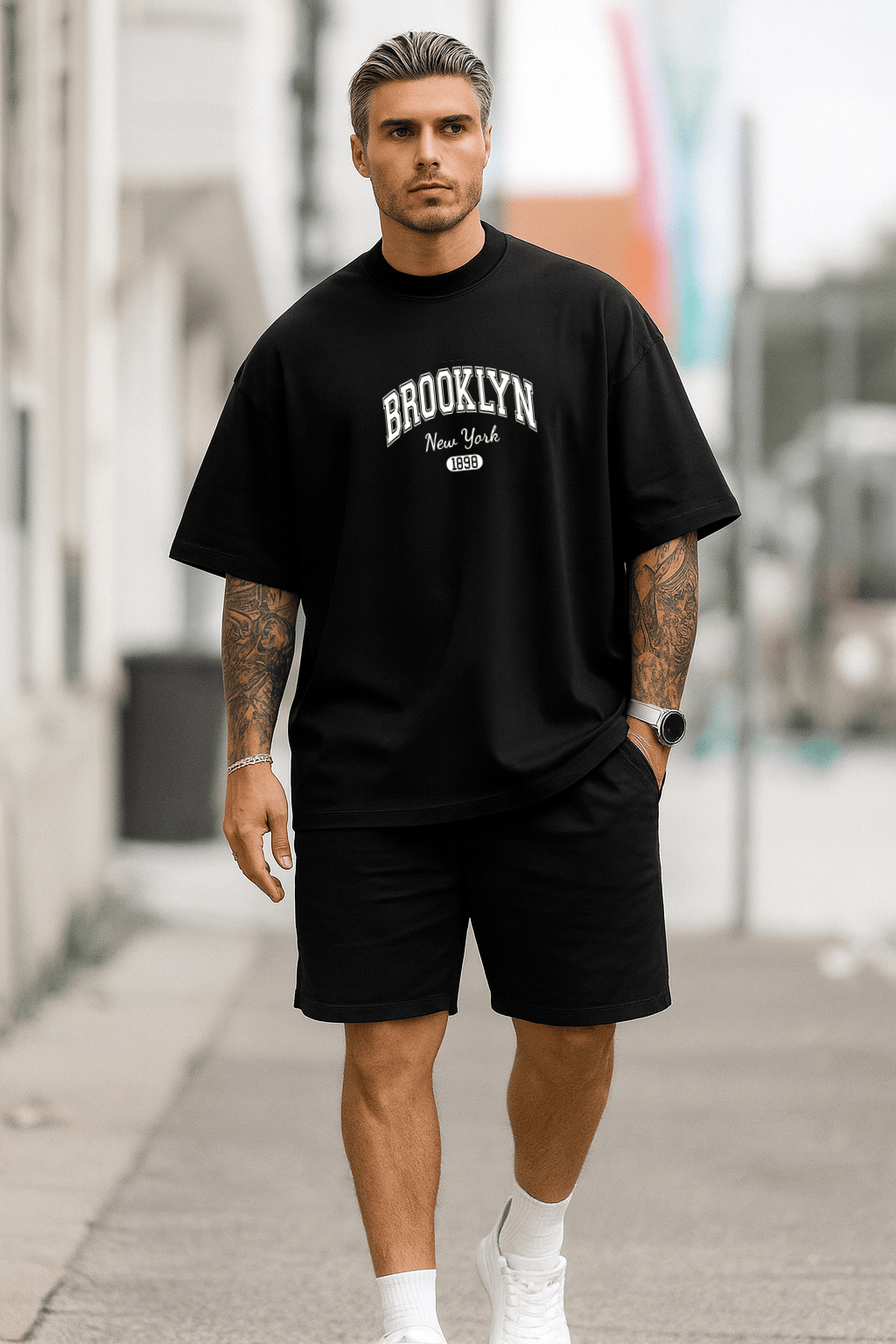 Camiseta Oversized Masculina | Estampa - Brooklyn Nova York