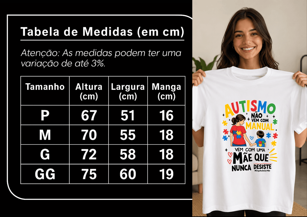 Camiseta Feminina Tradicional Manga Curta Almayda - Autismo Não Vem com Manual