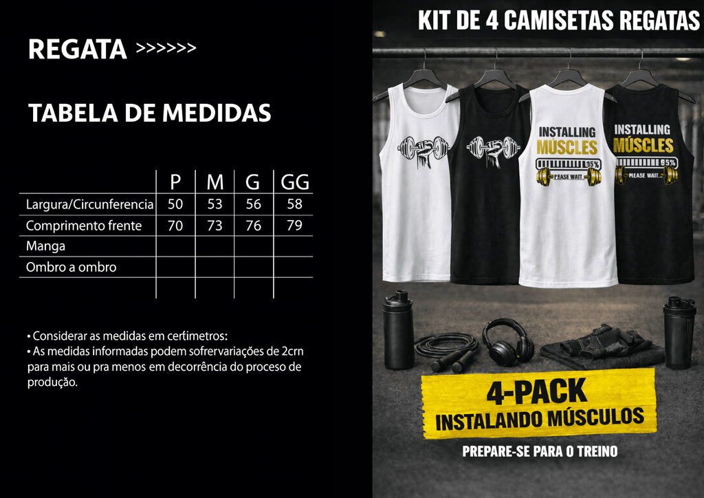 Kit com 4 Regatas Masculinas - Estilo Esportivo Casual