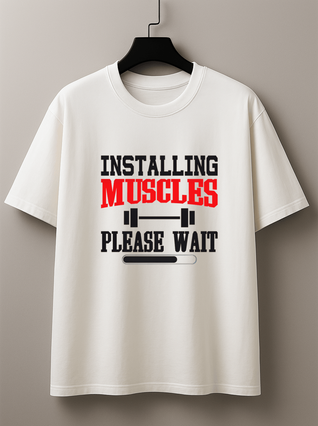 Camiseta Masculina Premium Manga Curta Tradicional - Installing Muscles Please Wait