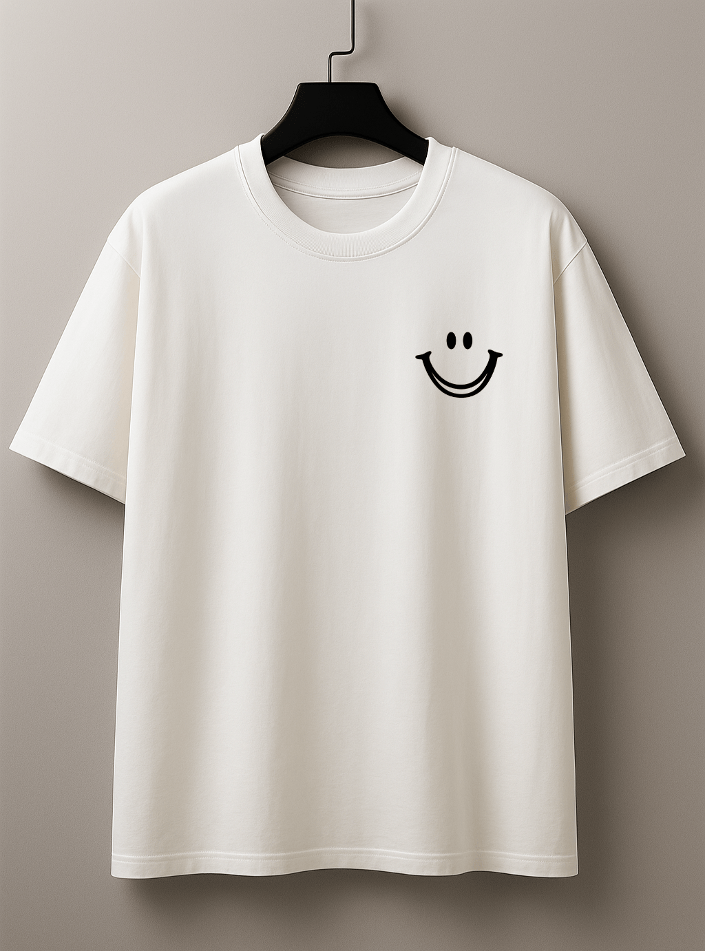 Camiseta Oversized Feminina | Estampa Sorrisinho Minimalista