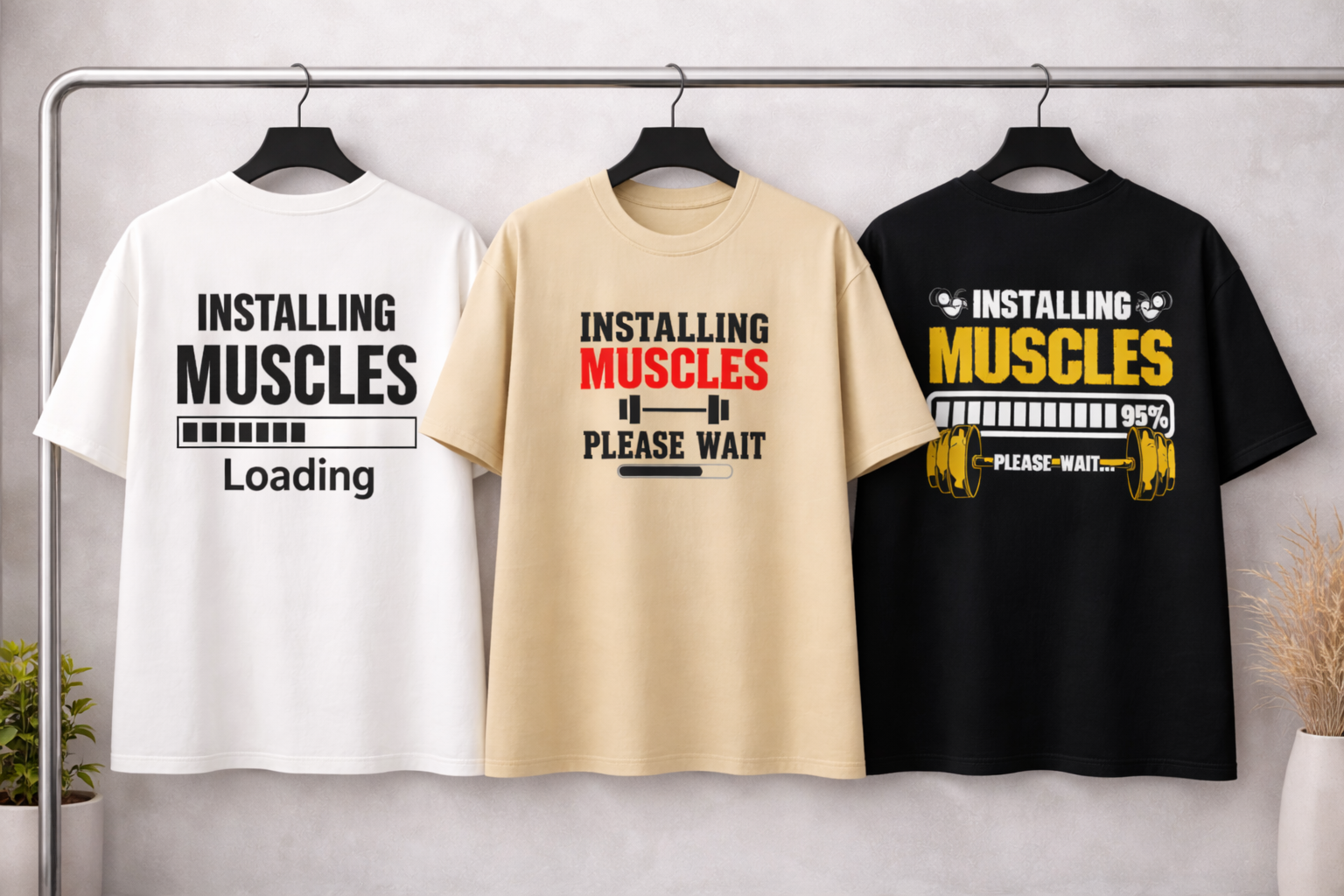 kit com 3 Camisetões Oversized  Masculina - Installing Muscles - As mais Vendidas