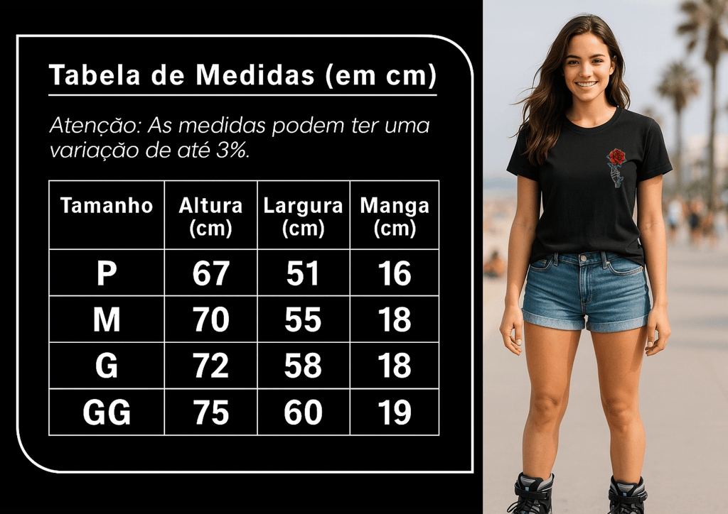 Camiseta Feminina | Estampa - Rose Pain Red