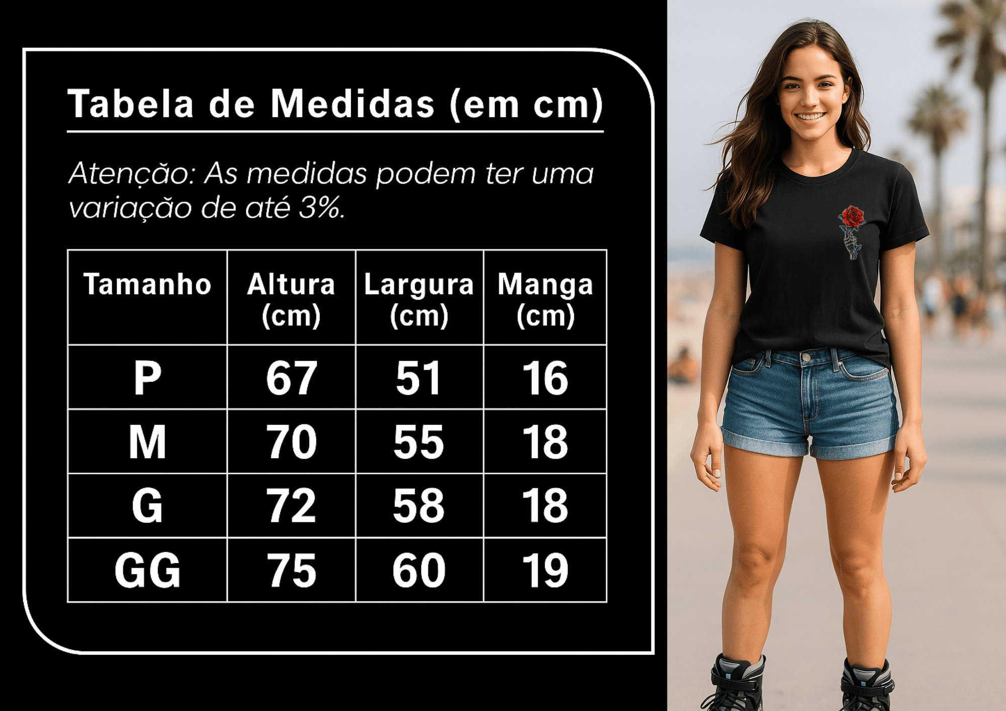 Camiseta Feminina | Estampa - Rose Pain Red