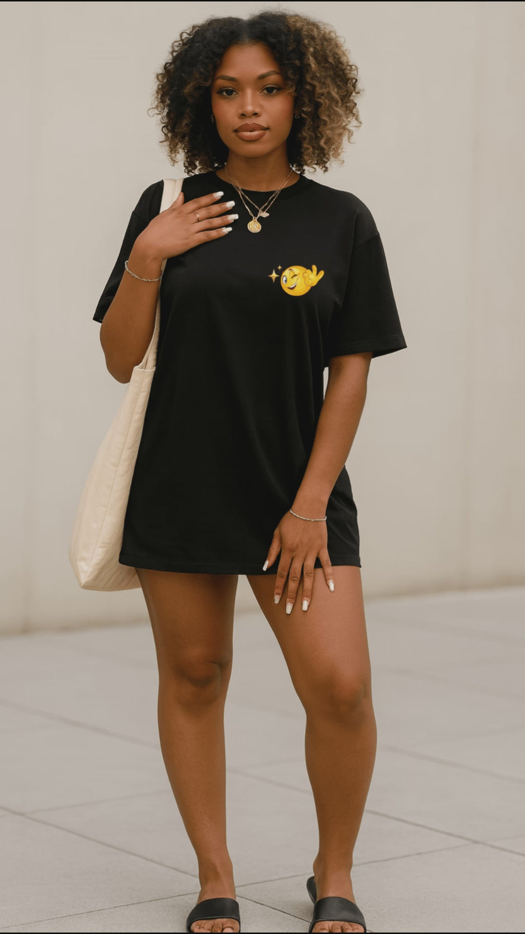 Camiseta Oversized Feminina | Estampa - Emoji Divertido