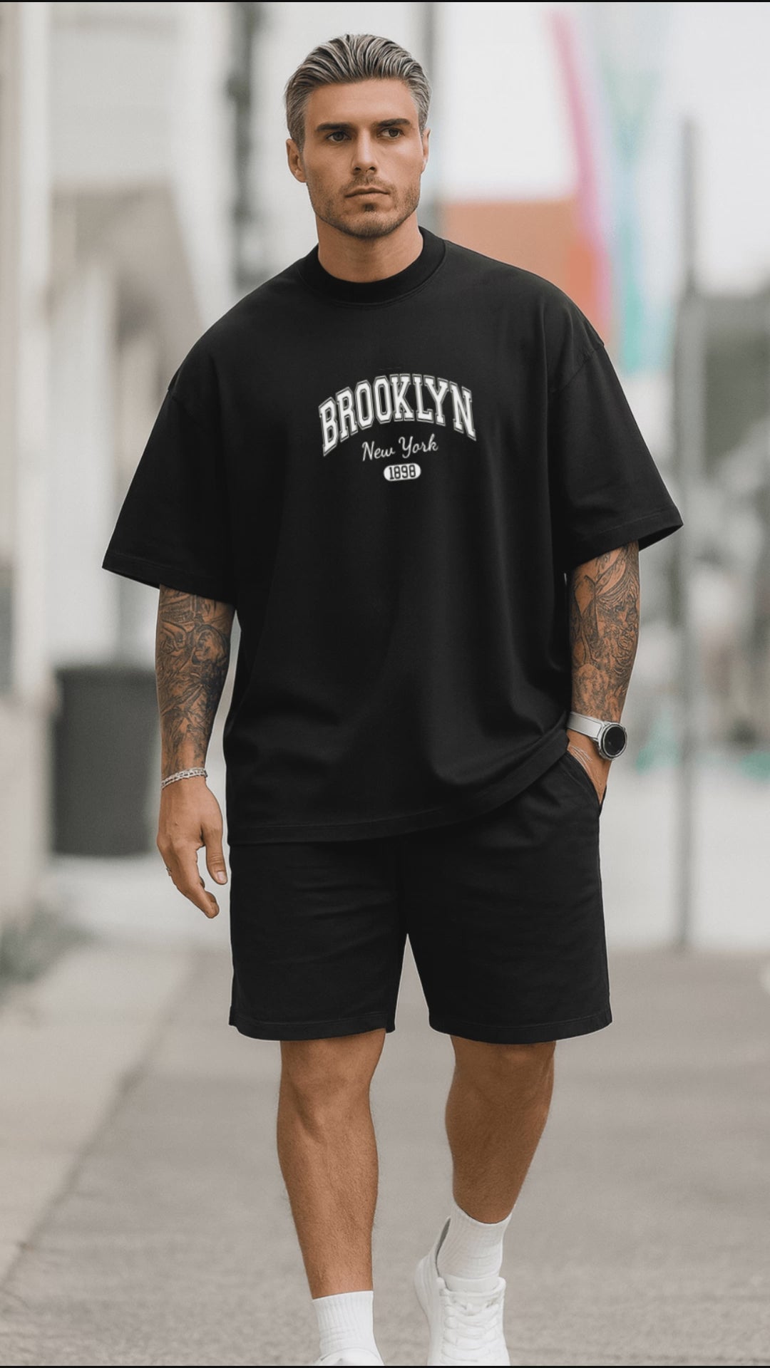 Camiseta Oversized Masculina | Estampa - Brooklyn Nova York