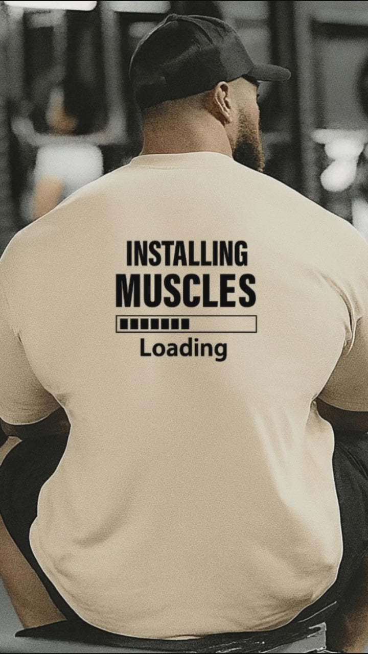 Camiseta Masculina | Estampa - Installing Muscles Preto